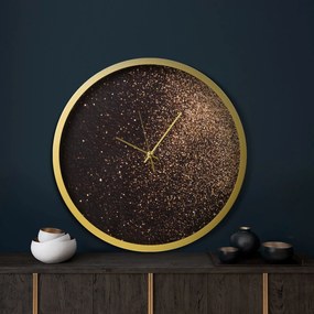 Dekoračné nástenné hodiny v modernom štýle, zdobené zlatými trblietkami
