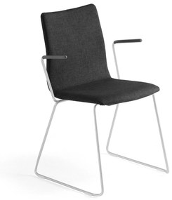 Konferenčná stolička OTTAWA, s kĺzavou základňou a opierkami rúk, čierna