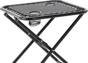 CH Skladací turistický stolík s držiakmi na nápoje - čierna
