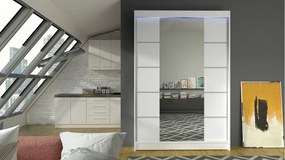 Posuvná skriňa Parys V, Farby: čierna /biela, Osvetlenie: osvetlenie LED RGB - farebné