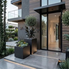 Sada 2 ks květináčů BETONIQUE 40x40/60x40 cm beton černá