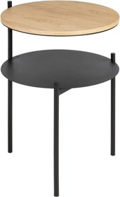 Čierny/v prírodnej farbe nočný stolík s doskou v dubovom dekore Tu – noo.ma