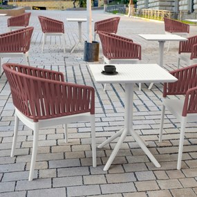 PORTOFINO záhradná stolička s podrúčkami white/marsala