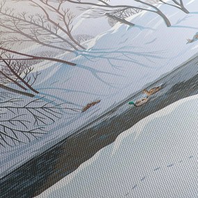 Obraz - Líška v zimnej krajine (s hodinami) (90x30 cm)