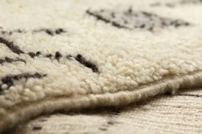 Ručne tkaný vlnený koberec BERBER BJ1147 Boujaad berber Boho, béžový / čierny