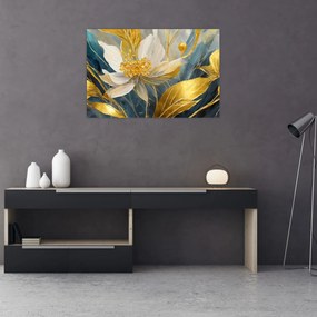 Obraz - Maľba zlatých kvetov (90x60 cm)