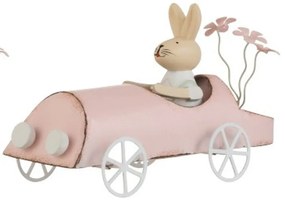 Retro dekorácie králiček v ružovom aute - 17 * 7,5 * 9,5cm
