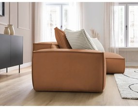 Hnedá rohová pohovka z imitácie kože (variabilná) Boheme – Bobochic Paris