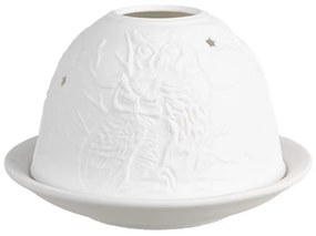 Biely porcelánový svietnik na čajovú sviečku so sovami Paollo - Ø 12 * 8 cm