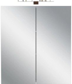 Krémová závesná/so zrkadlom kúpeľňová skrinka 60x71 cm Arcena – Germania