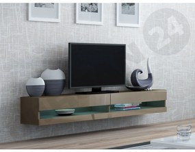 TV skrinka Zigo New 180, Osvetlenie: osvetlenie LED modré, Farby: biela / biely lesk