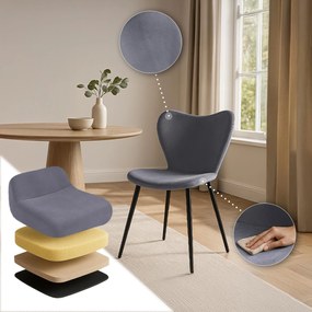 Jedálenská stolička Maika zamat - tmavosivá