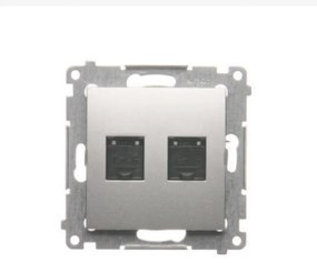 D62/43 Dvojitá počítačová zásuvka RJ45 strieborný mat