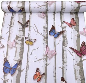 Samolepiace tapety brezy s farebnými motýľmi 45 cm x 10 m IMPOL TRADE T35 Samolepiace tapety