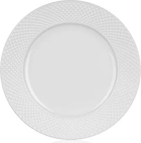 Plytký tanier Diamond Line, biely s reliéfem%