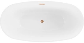Mexen Eris, voľne stojaca vaňa 155 x 80 cm, biela-čierna, medený prepad, 53441558075-65