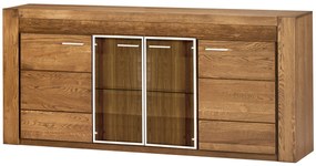 Komoda Velvet II 49 201 cm z masivu s LED osvětlením dub Rustikal