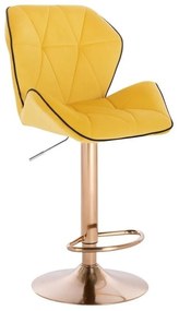 LuxuryForm Barová stolička MILANO MAX VELUR na zlatom tanieri - žltá