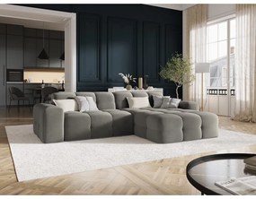 Sivá zamatová rohová pohovka (pravý roh) Kendal - Micadoni Home