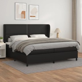 Boxspring posteľ s matracom čierna 200x200 cm umelá koža 3128991