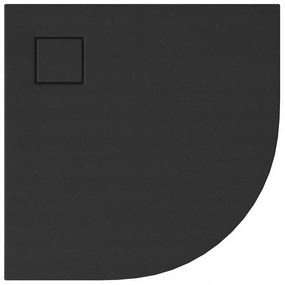 Cersanit Tako Slim, štvrťkruhová akrylátová sprchová vanička 90x90x4 cm + čierny sifón, čierna, S932-164