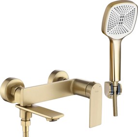 Rea Storm, vaňová batéria s ručnou bodovou sprchovou sadou, zlatá matná, REA-B7963