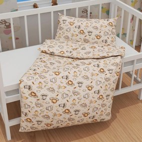 Biante Detské bavlnené posteľné obliečky do postieľky Sandra SA-534 Africké zvieratká na obláčikoch na sivobéžovom Do postieľky 90x130 a 40x60 cm