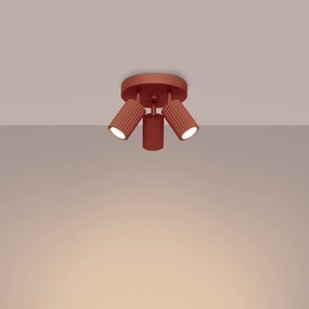 Stropné svietidlo Karbon, 3x okrovo červené kovové tienidlo, (možnosť polohovania)