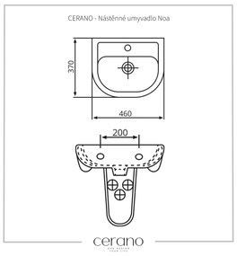 Cerano Noa, nástenné umývadlo 46x37 cm, biela, CER-CER-403401
