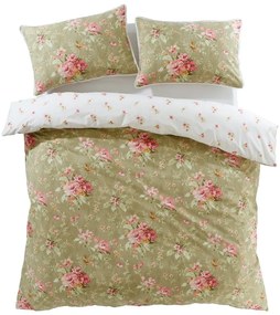 Bielo-zelené obliečky na jednolôžko 135x200 cm Penelope Floral – Catherine Lansfield