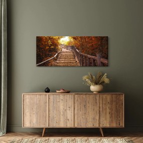 Obraz - Schody v prírode na jeseň (120x50 cm)