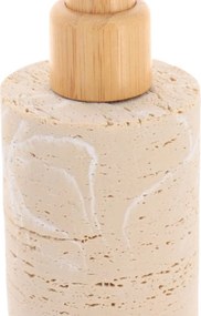 Dávkovač mydla Arva, krémová/s drevenými prvkami, 400 ml
