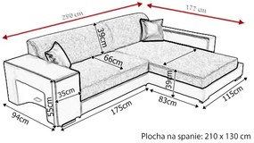 Rohová sedačka Madison (svetlosivá + čierna) (P). Vlastná spoľahlivá doprava až k Vám domov. 1002544