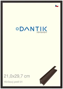 DANTIK rám na obraz 21x29,7 | ALU Hnědá matná (Sklo Čiré)