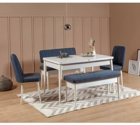 Jedálenský set Vina 5D biela/tmavomodrá