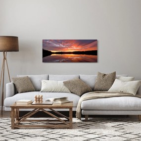 Obraz - Západ slnka nad jazerom (120x50 cm)