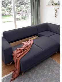 Antracitová rozkladacia/s úložným priestorom rohová pohovka (pravý roh/do L) Classy Sophie – Miuform