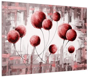 Abstraktný obraz - červené balóniky (70x50 cm)