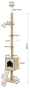 Tutumi, škrabadlo pre mačky XXL 220-258 cm P70376, béžová, HOM-03216