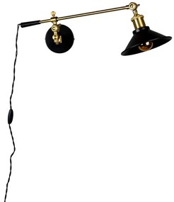 Nástenné svietidlo v čiernej a zlatej farbe Penelope – Dutchbone