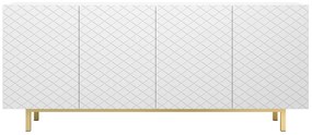 Štvordverová Komoda Scalia II 190 4D - biely mat / zlaté Rošt