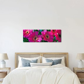 Obraz - kvety (s hodinami) (90x30 cm)