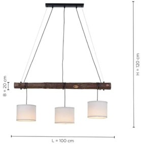 Leuchten Direkt 11238-79 - Luster na lanku BARK 3xE27/40W/230V