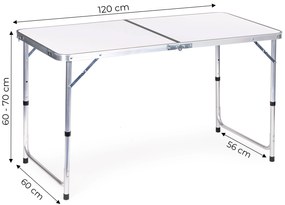 Skladací stôl s bielou doskou, 120 x 60 cm