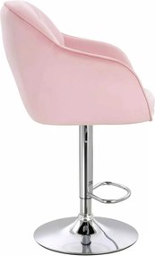 LuxuryForm DESIGN Barová stolička AVOLA VELUR na striebornom tanieri - svetlo ružová