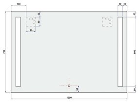 Mereo, Zrkadlo 100x70 cm s LED osvetlením, MER-CN695