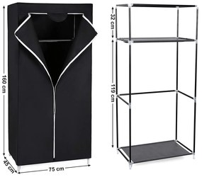 Textilná šatníková skriňa Yuma black