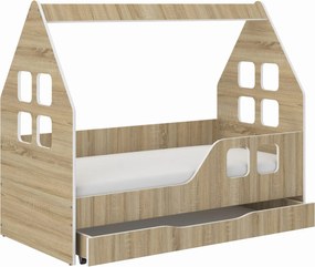 Wooden Toys Detská posteľ DOMEK SONOMA so zásuvkou 140x70 (pravá)