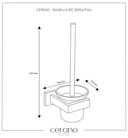 CERANO - Nástenná WC kefa Polo - čierna matná, CER-CER-479338