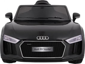 Ramiz Audi R8 Spyder na batérie Lak čierny + Diaľkové ovládanie + EVA + Pomalý štart + Rádio MP3 + LED